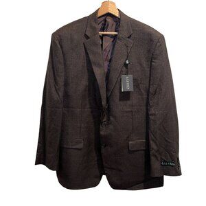 NWT Lauren Ralph Lauren Mens Brown Olive Check Blazer Size 48R $295